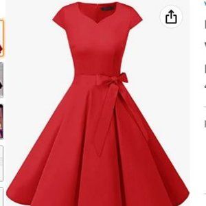 DressTells 1950s Vintage  Red Dress - Size Small (4-6)